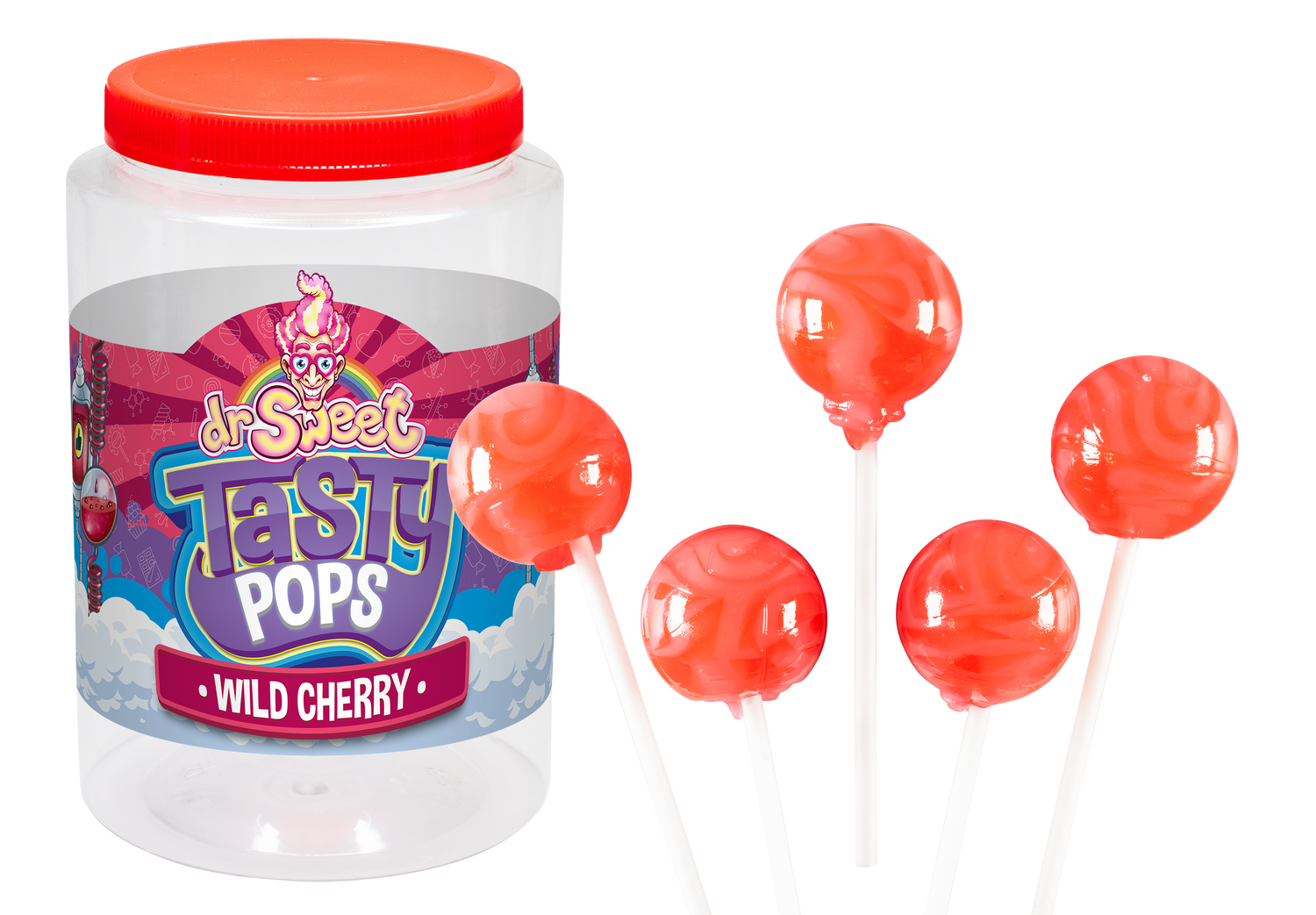 Dr. Sweet Tasty Pop Wild Cherry 70 Stück